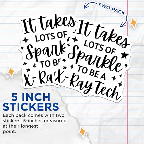 (2 Pack) Sparkle X-Ray Tech Stickers - Radiology Technician Sticker - Healthcare Worker Appreciation Stickers - 5" On Longest Side - Sticks to Smooth Flat Surfaces - Made in USA - BMCS5846