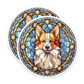 (2 Pack) Corgi Stained Glass Magnets - Dog Lover Decor - Pet Memorial Art - Cute Corgi Fridge Magnets - 5 Inches On Longest Side - Thick Durable Magnet - Made in USA - MAG38063