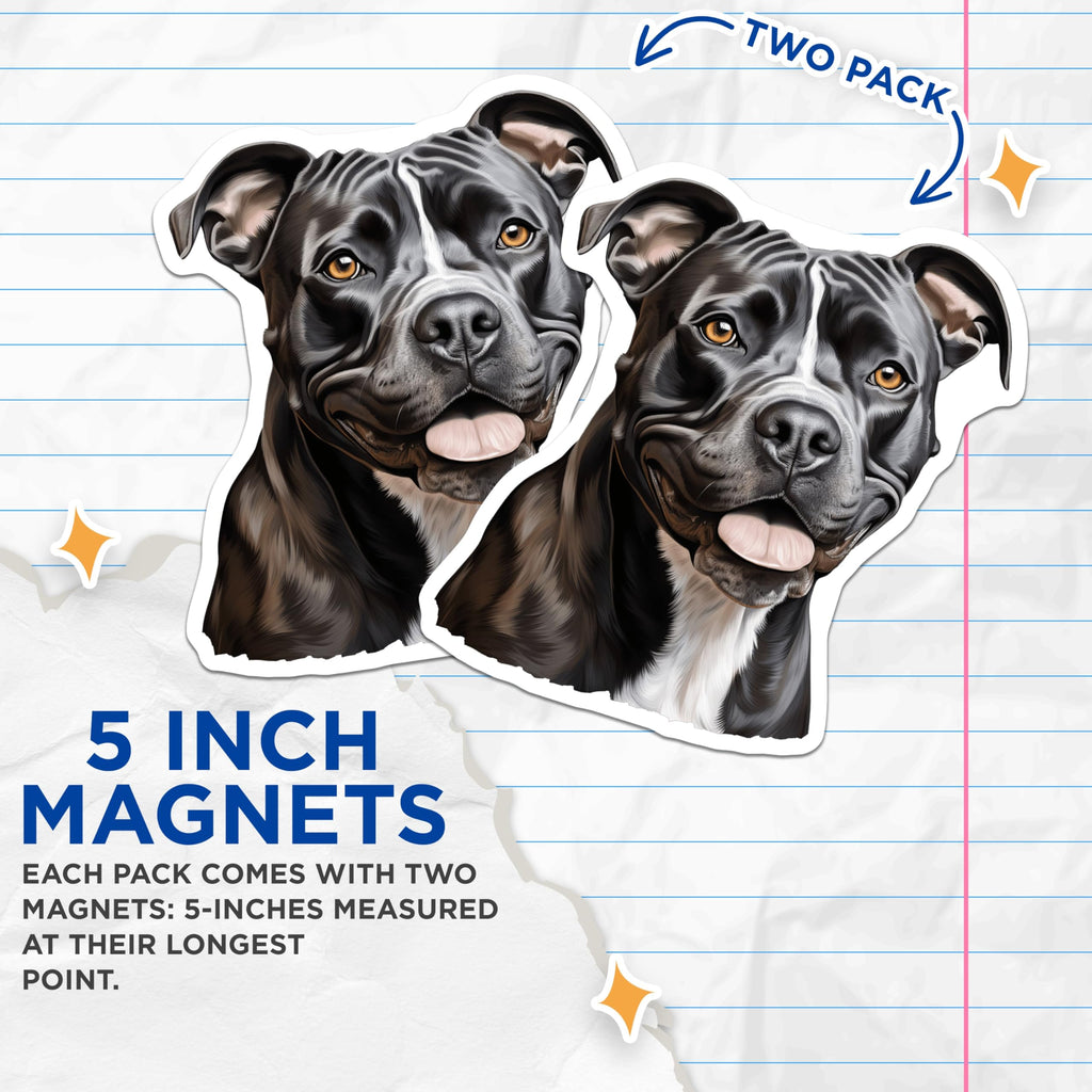 (2 Pack) Pitbull Dog Magnets - Bully Breed Art - Dog Mom Pet Parent Home Decor - 5 Inches On Longest Side - Thick Durable Magnet - Made in USA - MAG30384