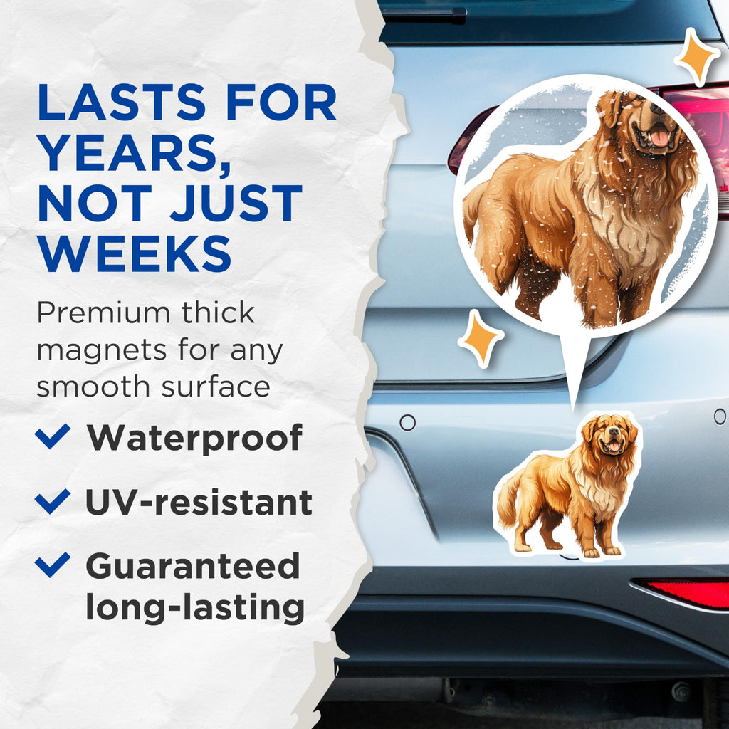 (2 Pack) Golden Retriever Dog Magnets - Happy Canine Illustration - Pet Parent Kitchen Decor - 5 Inches On Longest Side - Thick Durable Magnet - Made in USA - MAG28392
