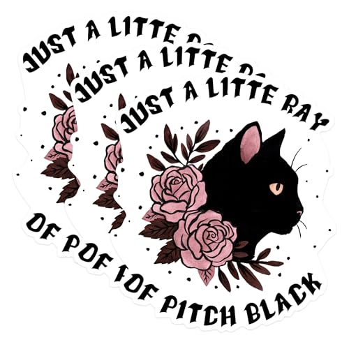 (3 Pack) Black Cat Decals - Floral Kitty Art - Laptop Decals - 3 Inches On Longest Side - Easy Peel & Apply - Made in USA - 3MCS1360