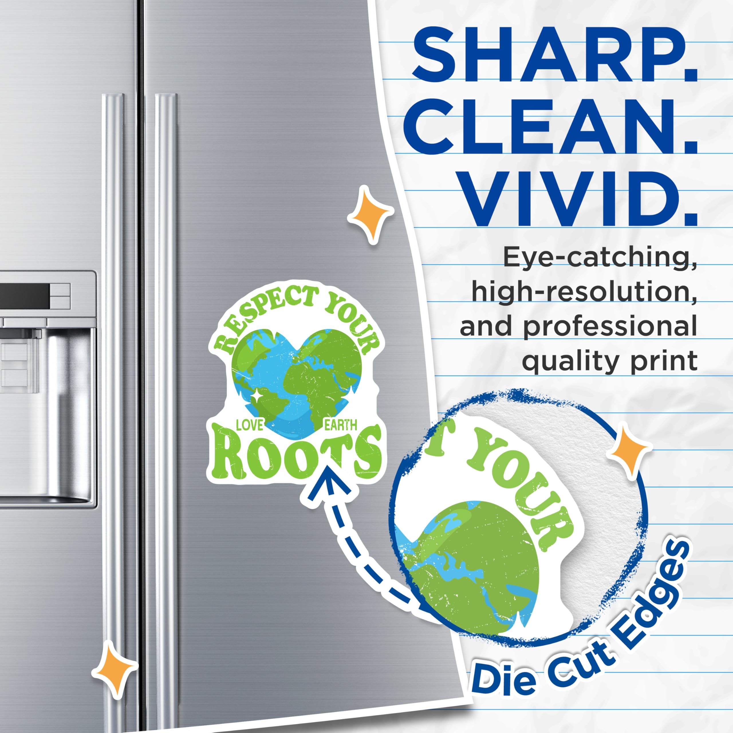 (2 Pack) Respect Your Earth Magnets - Love Your Roots Planet - Environmental Awareness Decor - 5 Inches On Longest Side - Thick Durable Magnet - Made in USA - MAG20772