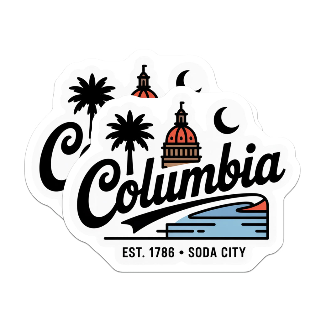 (2 Pack) Columbia South Carolina Magnets - Soda City Souvenir - SC Travel Keepsake - 5" On Longest Side - Premium Magnet - for Cars, Refrigerators, Toolboxes, Lockers - Made in USA - MAG18619