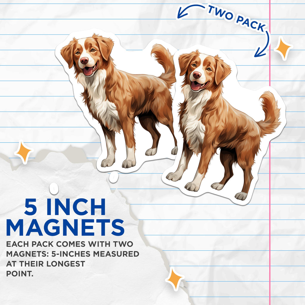 (2 Pack) Nova Scotia Duck Tolling Retriever Magnets - Dog Mom Kitchen Decor - Pet Lover Refrigerator Art - 5 Inches On Longest Side - Thick Durable Magnet - Made in USA - MAG29683
