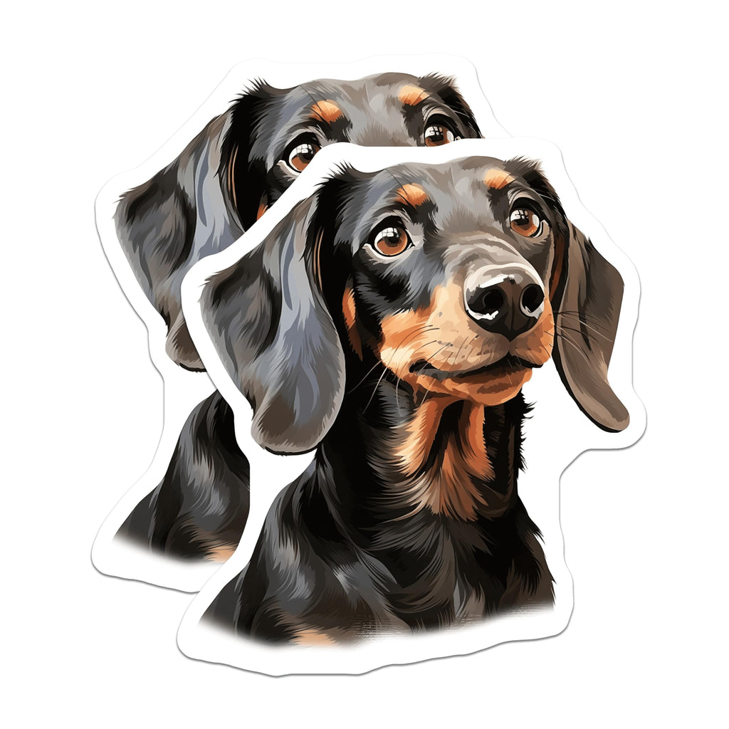 (2 Pack) Black Tan Dachshund Magnets - Doxie Dog Portrait - Pet Lover Fridge Decor - 5 Inches On Longest Side - Thick Durable Magnet - Made in USA - MAG30876