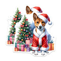 (2 Pack) Christmas Dog Magnets - Festive Santa Basenji Decor - Winter Holiday Canine Art - 5 Inches On Longest Side - Thick Durable Magnet - Made in USA - MAG24358