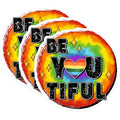 (3 Pack) Be You Tiful Decals - Rainbow Heart Stickers - Inspirational Quotes - 3 Inches On Longest Side - Easy Peel & Apply - Made in USA - 3MCS7041