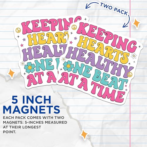(2 Pack) Keeping Hearts Healthy Magnets Magnets - Inspirational Quotes - Positive Messages - 5" On Longest Side - Made in USA - Sticks to Refrigerators & Metal Surfaces - MAG9137