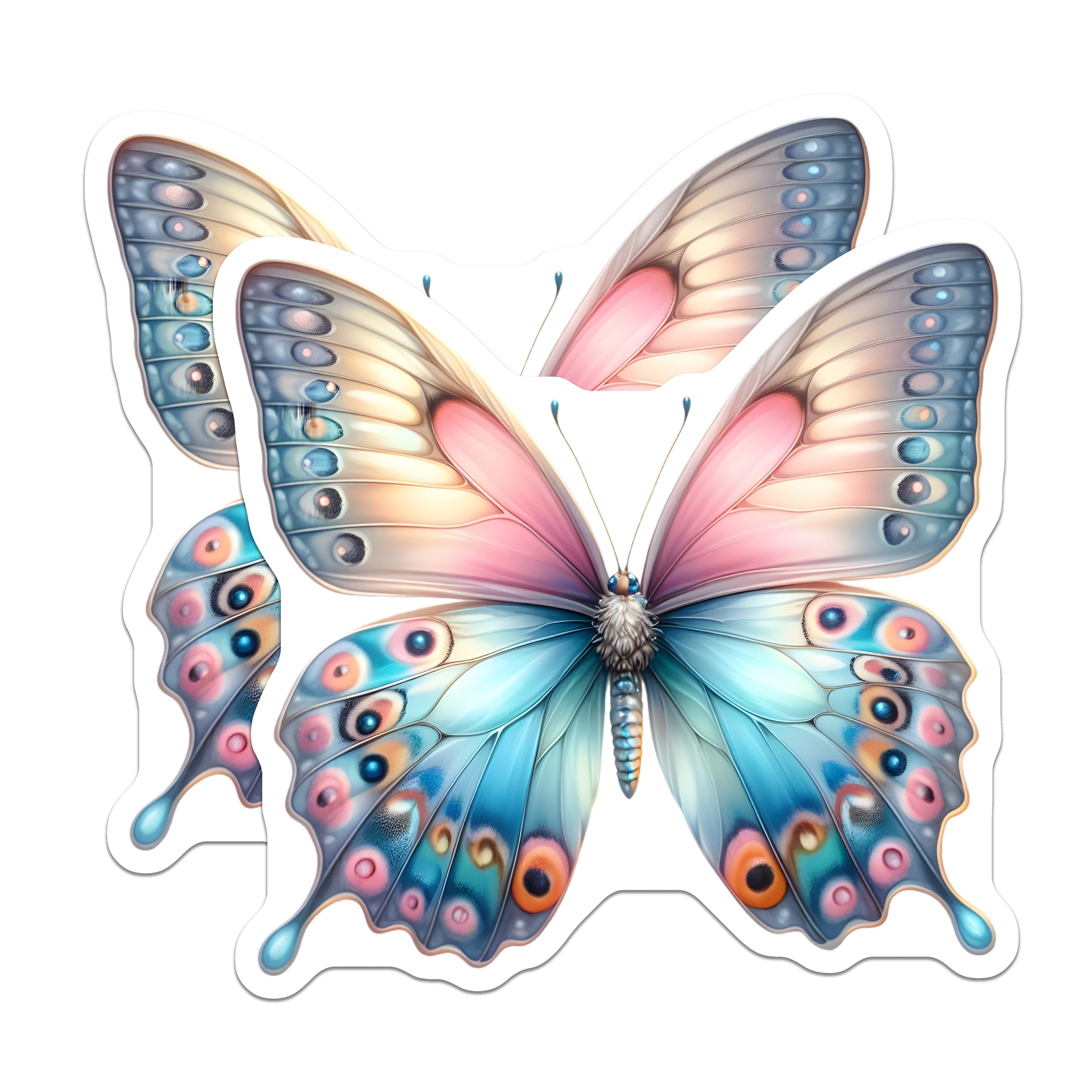 (2 Pack) Pastel Butterfly Magnets - Aesthetic Nature Decor - Dreamy Insect Fridge Magnets - Fairycore Style Locker Accents - 5" - Durable Magnet - Made in USA - MAG38309