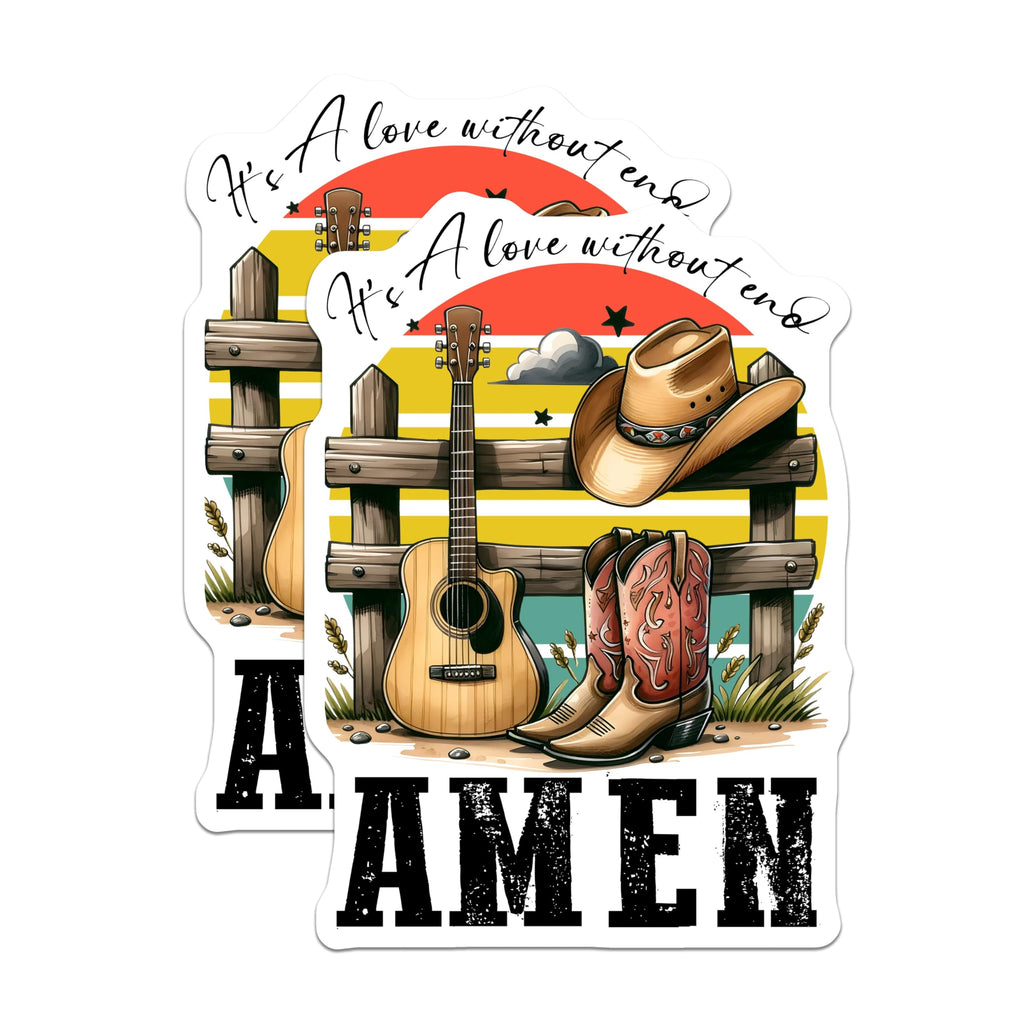 (2 Pack) Country Music Magnets - Cowboy Boots Hat - Western Guitar Decor Amen - 5" On Longest Side - Premium Magnet - for Cars, Refrigerators, Toolboxes, Lockers - Made in USA - MAG16431