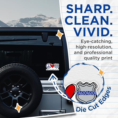 (2 Packs) Peace Love Back The Blue Stickers - Policeman Wife Support Decals - 5 Inches On Longest Side - Premium Vinyl Decal - Sticks to Any Smooth Flat Surface - Made in USA - BMCS2357