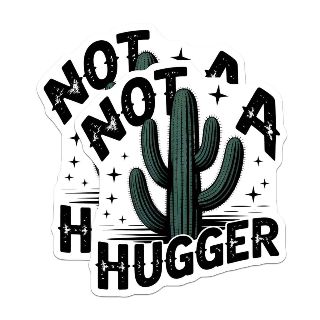 (2 Pack) Funny Cactus Magnets - Not A Hugger Meme - Sarcastic Plant Refrigerator Art - 5 Inches On Longest Side - Thick Durable Magnet - Made in USA - MAG21367
