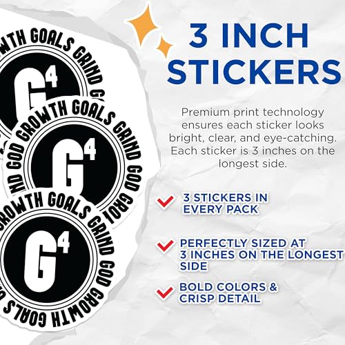 (3 Pack) Growth Goals Decals - Motivation Stickers - Laptop Decal - 3 Inches On Longest Side - Easy Peel & Apply - Made in USA - 3MCS1879