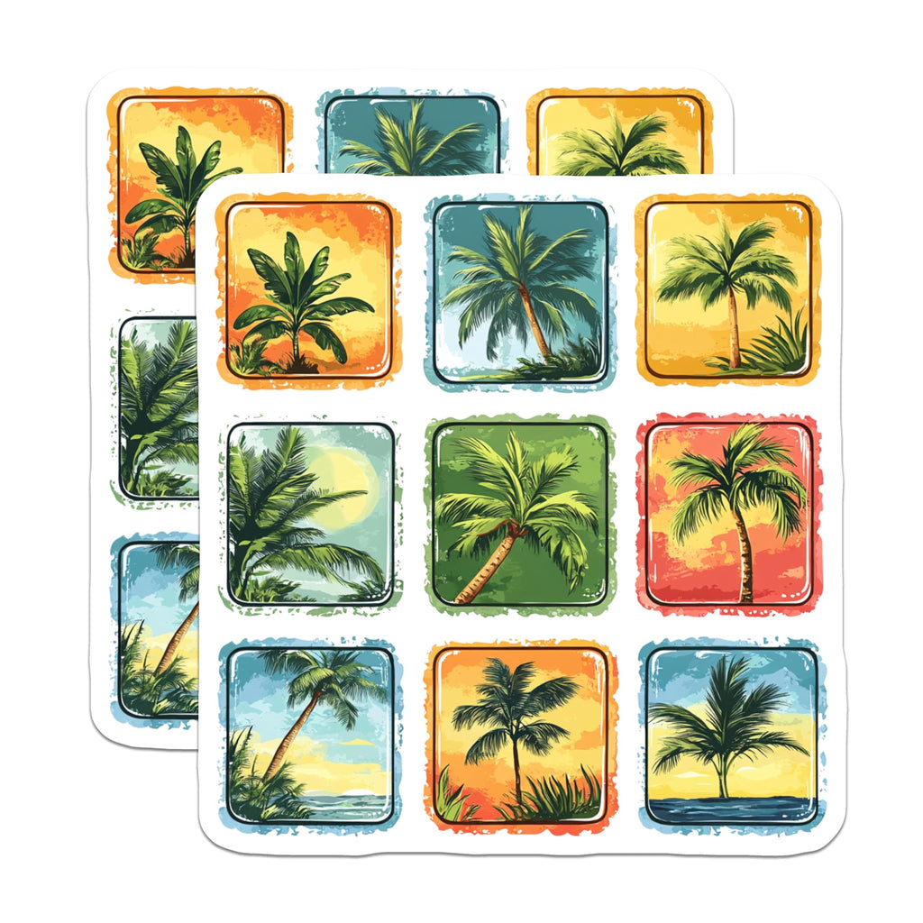 (2 Pack) Tropical Palm Tree Magnets - Beach Decor - Summer Vacation Vibes - 5 Inches On Longest Side - Thick Durable Magnet - Made in USA - MAG27189