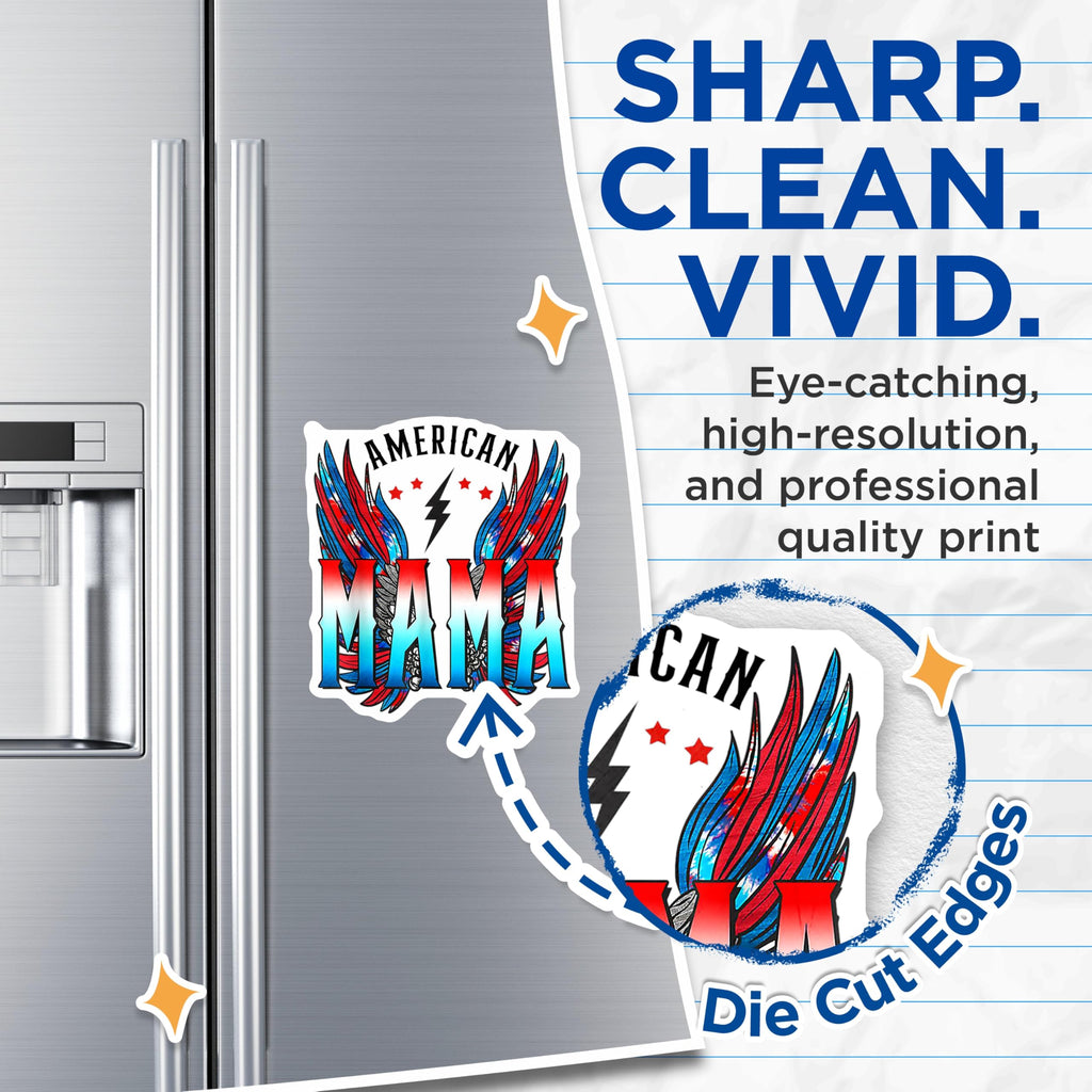 (2 Pack) American Mama Magnets - Patriotic Mom Decor - Rebel Mom Refrigerator Badge - 5 Inches On Longest Side - Thick Durable Magnet - Made in USA - MAG27836