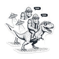 (2 Pack) Gorilla T-Rex Magnets - Funny Dinosaur Rider - Cool Bruh Statement Alien UFO - Quirky Refrigerator Decor - 5 Inches On Longest Side - Thick Durable Magnet - Made in USA - MAG21936