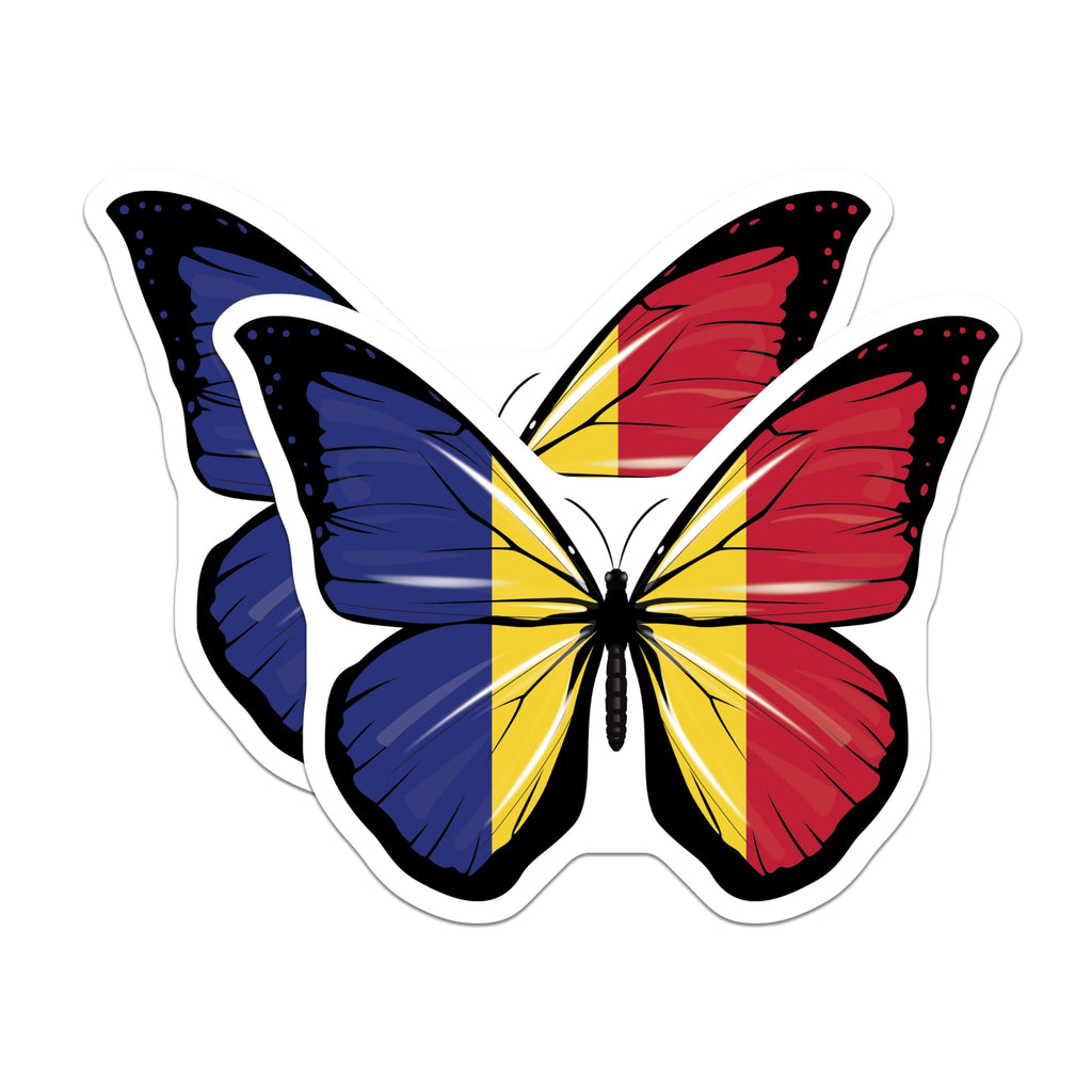 (2 Pack) Romanian Flag Butterfly Magnets - Romania National Emblem Art - Patriotic Home Locker Decor - 5 Inches On Longest Side - Thick Durable Magnet - Made in USA - MAG19436