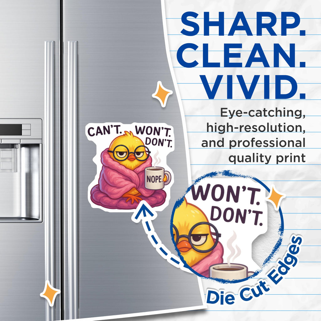 (2 Pack) Lazy Chick Magnets - Nope Mug Funny Bird - Can't Won't Don't Mood - 5 Inches On Longest Side - Thick Durable Magnet - Made in USA - MAG22861