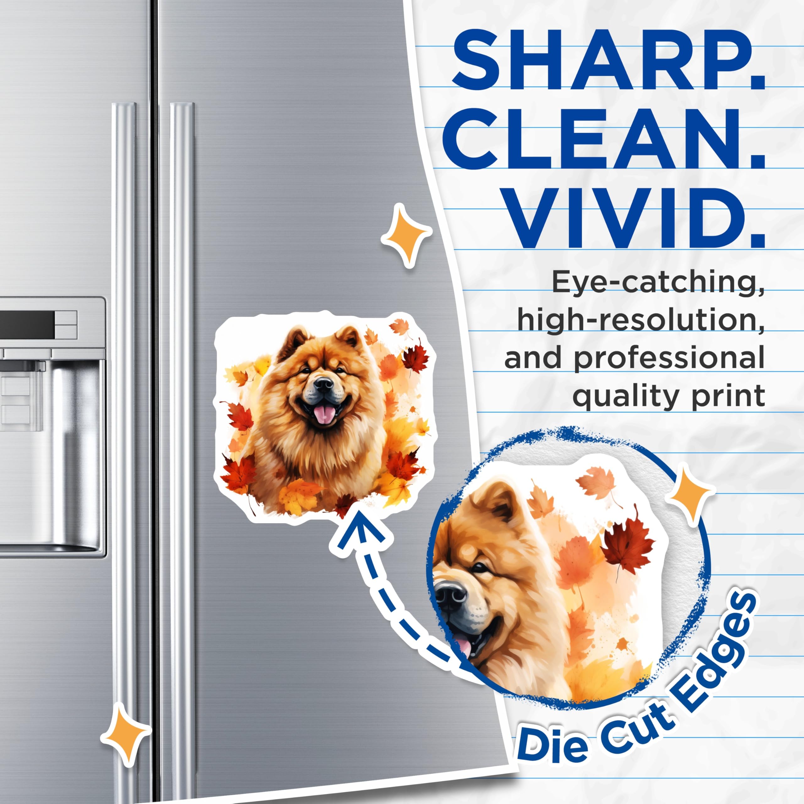 (2 Pack) Chow Chow Magnets - Autumn Dog Decor - Fall Pet Owner Items - 5 Inches On Longest Side - Thick Durable Magnet - Made in USA - MAG28073