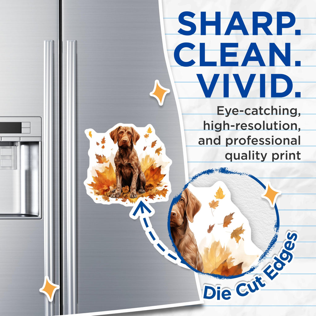 (2 Pack) Brown Retriever Dog Magnets - Autumn Leaves Decor - Dog Lover Pet Parent Fridge Accent - 5 Inches On Longest Side - Thick Durable Magnet - Made in USA - MAG28272