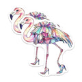 (2 Pack) Flamingo Fashion Stickers - Colorful Bird Art - Fun Animal Design - 5" On Longest Side - Sticks to Smooth Flat Surfaces - Made in USA - BMCS9521