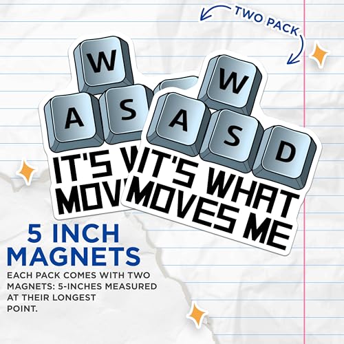 (2 Pack) Gaming Keyboard Magnets - WASD Keys - 5" On Longest Side - for Cars, Fridges, Toolboxes - Made in USA - MAG7425