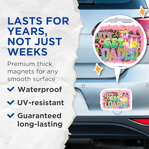 (2 Pack) Let's Get Loaded Magnets - Tropical Party Decor - 5" On Longest Side - for Cars, Fridges, Toolboxes - Made in USA - MAG8296