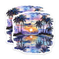 (2 Pack) Tropical Sunset Magnets - Beach Palm Tree Art - Coastal Kitchen Decor - 5 Inches On Longest Side - Thick Durable Magnet - Made in USA - MAG37620
