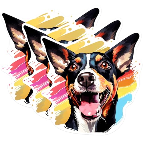 (3 Pack) Rat Terrier Decals - Dog Breed Laptop - Pet Art Stickers - 3 Inches On Longest Side - Easy Peel & Apply - Made in USA - 3MCS0803