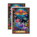 (2 Pack) Under The Stars Decor Magnet - Cosmic Vibes - Whimsical Skeleton - Chill Skeleton Art - 5" On Longest Side - Sticks to Smooth Flat Surfaces - Made in USA - MAG10017