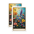 (2 Pack) Vibrant Wildflower Meadow Magnets - Colorful Botanical Garden Art - Sunflowers Daisies Birds Moon Decor - 5 Inches On Longest Side - Thick Durable Magnet - Made in USA - MAG22462