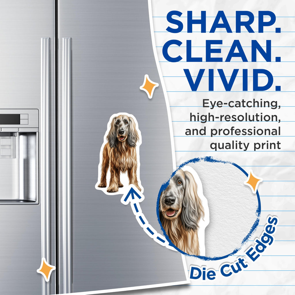(2 Pack) Afghan Hound Dog Magnets - Long Haired Pet Art - Canine Refrigerator Decoration - 5 Inches On Longest Side - Thick Durable Magnet - Made in USA - MAG27163