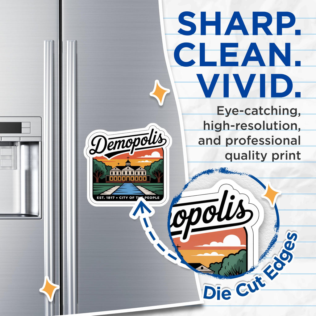 (2 Pack) Demopolis Alabama Magnets - City Landmark Decor - Travel Souvenir Fridge Magnets - 5" On Longest Side - Premium Magnet - for Cars, Refrigerators, Toolboxes, Lockers - Made in USA - MAG18578