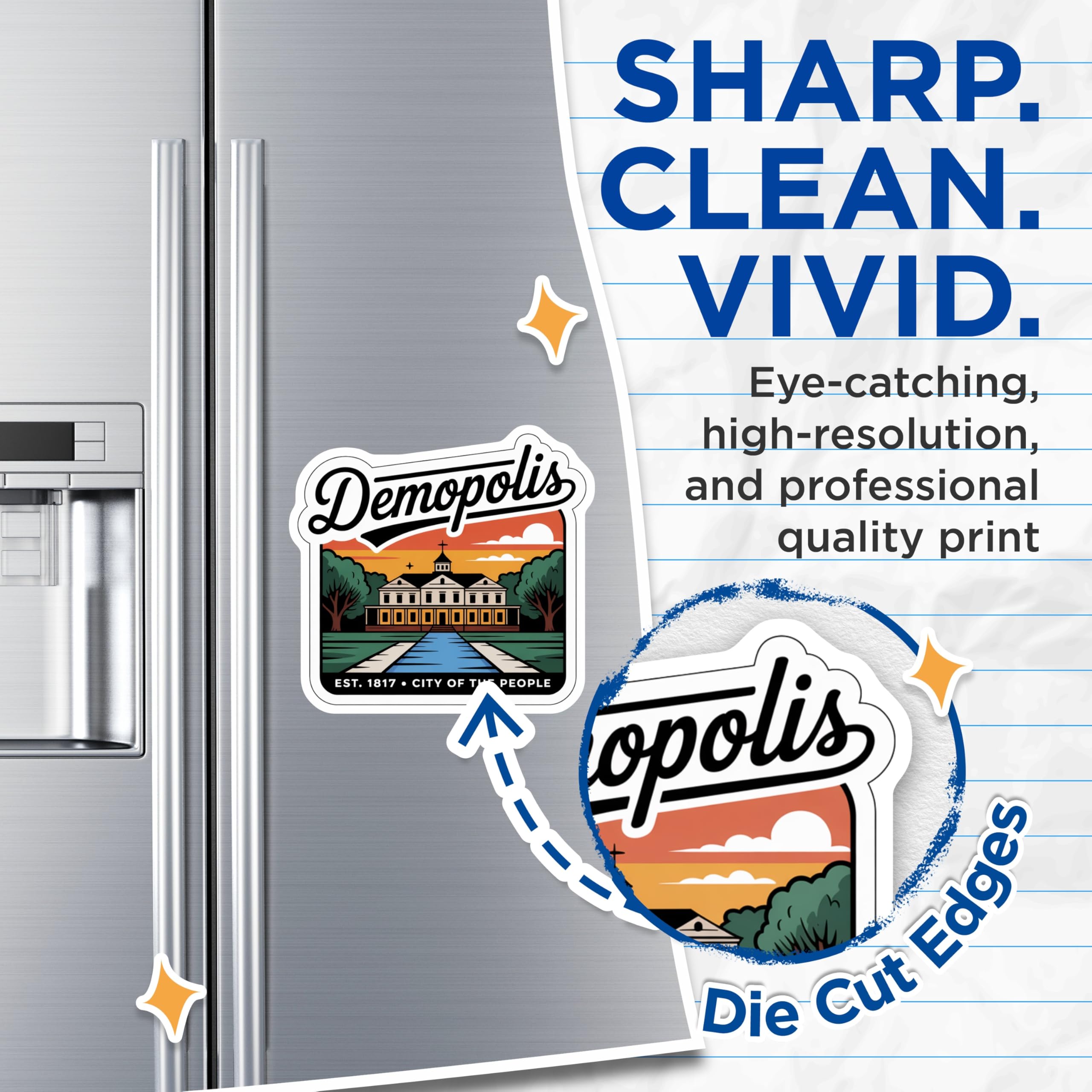 (2 Pack) Demopolis Alabama Magnets - City Landmark Decor - Travel Souvenir Fridge Magnets - 5" On Longest Side - Premium Magnet - for Cars, Refrigerators, Toolboxes, Lockers - Made in USA - MAG18578