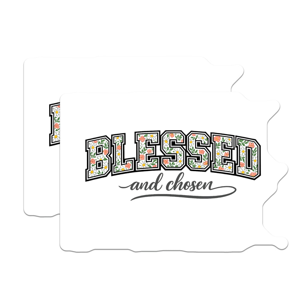 (2 Pack) Blessed Chosen Magnets - Floral Faith Decor - Inspirational Spiritual Affirmation - 5 Inches On Longest Side - Thick Durable Magnet - Made in USA - MAG22213