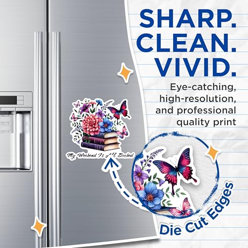 (2 Pack) My Weekend is All Booked Magnets - Flower and Butterfly Magnets - Literary Decor Magnets for Book Lovers- 5" On Longest Side - for Fridges, Toolboxes, Cars - Made in USA - MAG2760