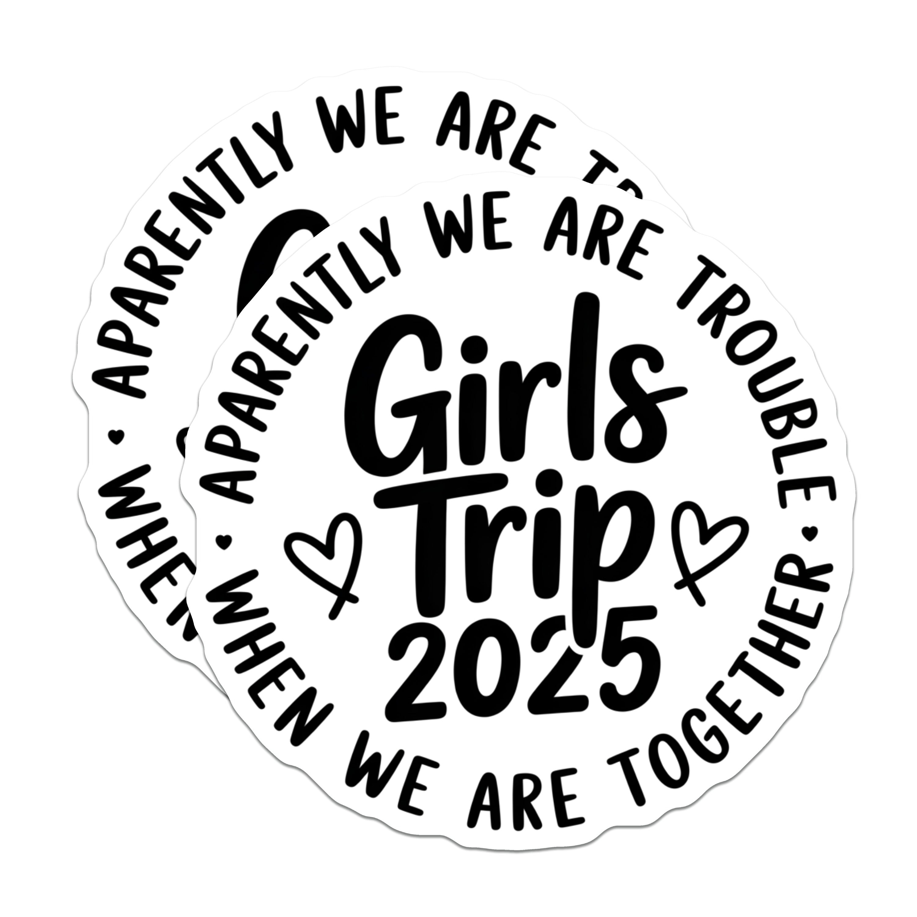 (2 Pack) Girls Trip 2025 Magnets - Friend Group Vacation Souvenir - Bachelorette Party Favor - Travel Planning Decor - Funny Friends - 5" - Durable Magnet - Made in USA - MAG38054