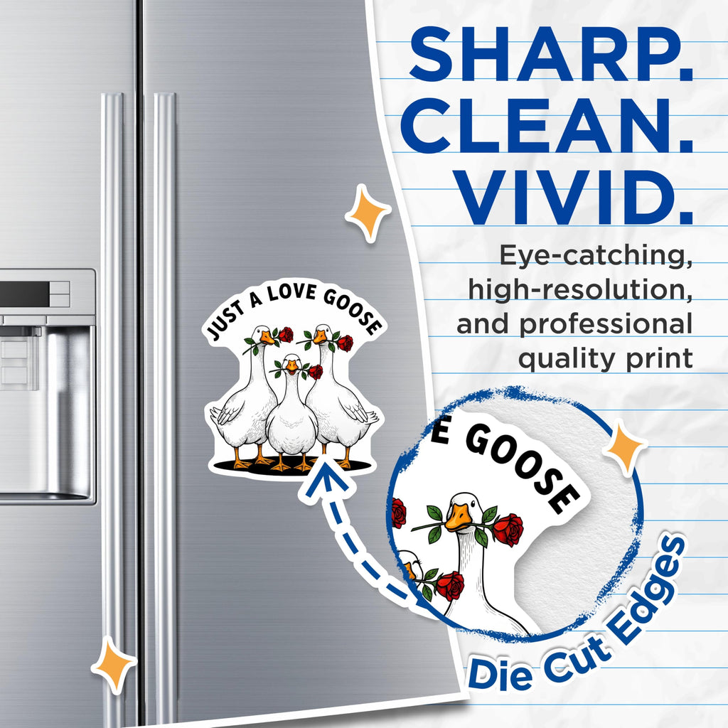 (2 Pack) Love Goose Magnets - Goose with Roses - Romantic Bird Home Decor - 5" On Longest Side - Premium Magnet - for Cars, Refrigerators, Toolboxes, Lockers - Made in USA - MAG16463