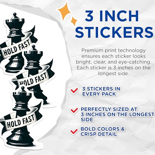 (3 Pack) Hold Fast Decals - Chess Piece Art - Rook Laptop Decals - 3 Inches On Longest Side - Easy Peel & Apply - Made in USA - 3MCS1966