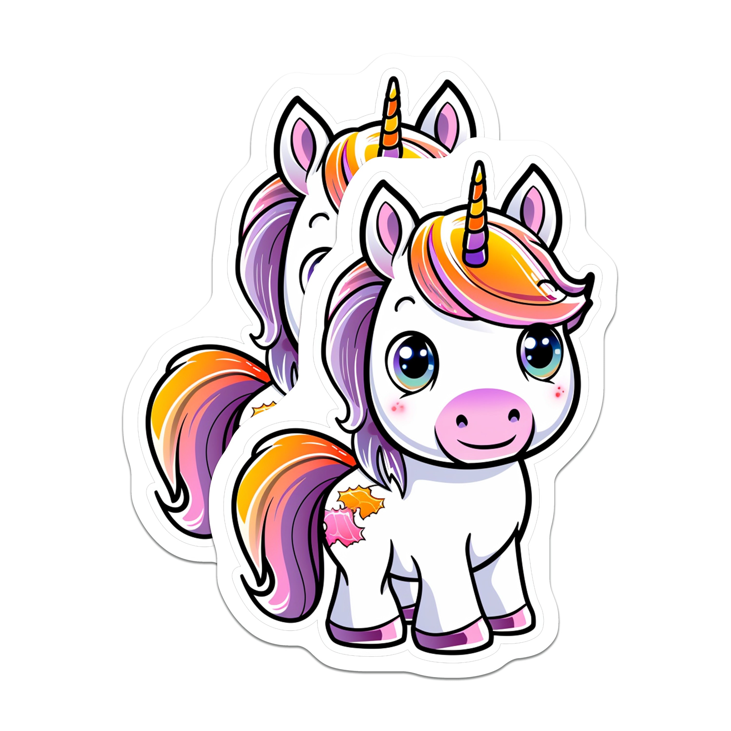 (2 Pack) Cute Unicorn Magnets - Kawaii Rainbow Fantasy Decor - Kids Room Locker Fridge Accessory - 5 Inches On Longest Side - Thick Durable Magnet - Made in USA - MAG39735