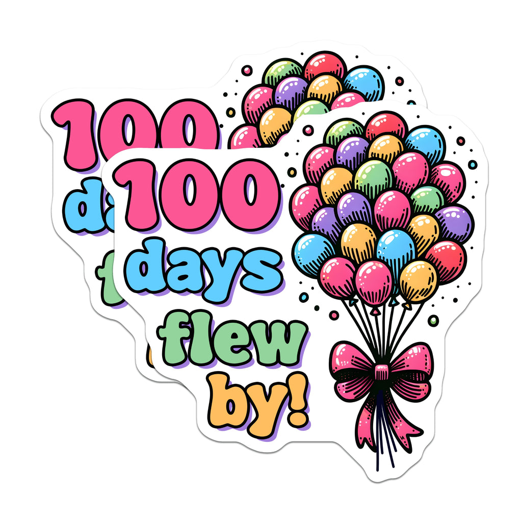 (2 Pack) 100 Days Flew By Magnets - 100th Day School Teacher Appreciation - Student Milestone Recognition - 5 Inches On Longest Side - Thick Durable Magnet - Made in USA - MAG38725