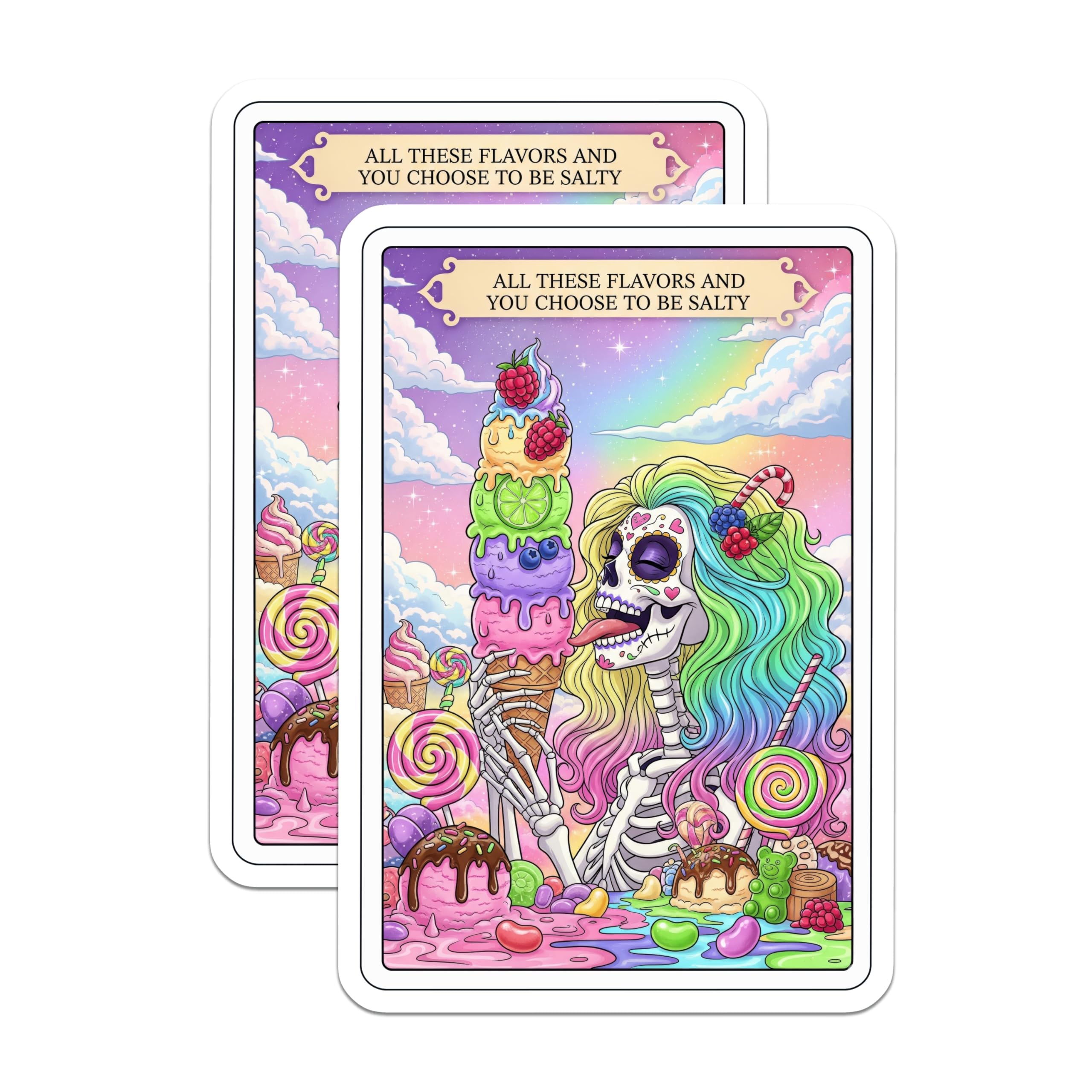 (2 Pack) Salty Skeleton Magnets - Sugar Skull Decor - Funny Quote Fridge Magnets - 5" On Longest Side - Premium Magnet - for Cars, Refrigerators, Toolboxes, Lockers - Made in USA - MAG14490