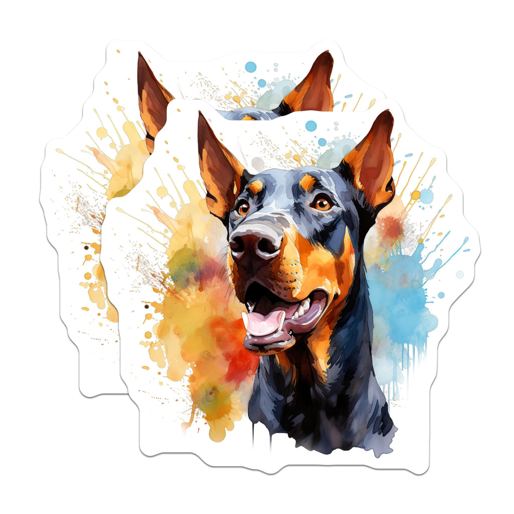 (2 Pack) Doberman Pinscher Magnets - Watercolor Dog Art - Doberman Mom Dad Pet Decor - 5 Inches On Longest Side - Thick Durable Magnet - Made in USA - MAG29676