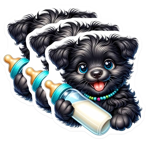 (3 Pack) Puppy Dog Decals - Cute Pet Stickers - Laptop Car Decals - 3 Inches On Longest Side - Easy Peel & Apply - Made in USA - 3MCS8357