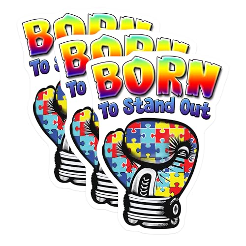 (3 Pack) Autism Awareness Decals - Puzzle Boxing Glove - Stand Out Laptop Decals- 3 Inches On Longest Side - Easy Peel & Apply - Made in USA - 3MCS5361