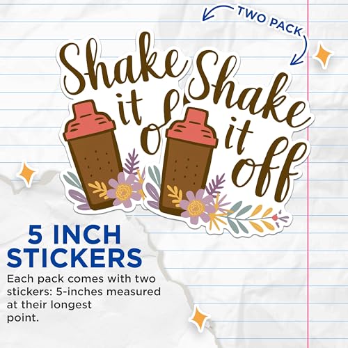 (2 Pack) Shake it Off Stickers - Motivational Stickers - Inspirational Quote Stickers - 5" On Longest Side - Sticks to Any Smooth Flat Surface - Made in USA - BMCS3035