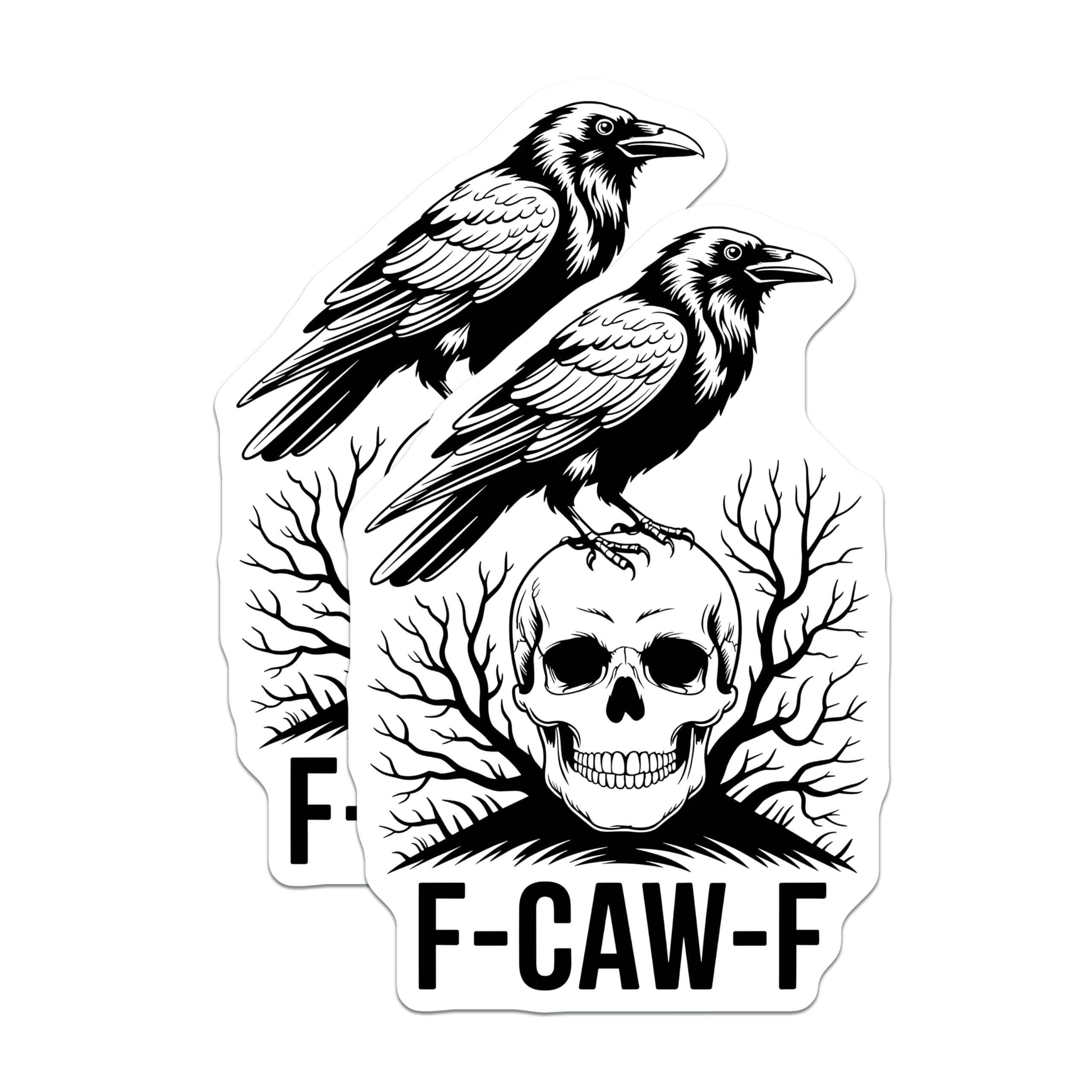(2 Pack) Raven Skull Magnets - Gothic Refrigerator Magnets - Funny F-CAW-F Home Decor - 5" On Longest Side - Premium Magnet - for Cars, Refrigerators, Toolboxes, Lockers - Made in USA - MAG15849