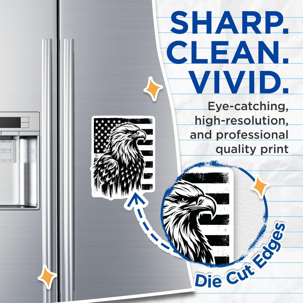 (2 Pack) American Eagle Flag Magnets - Patriotic Symbol Magnets - USA Pride Fridge Decor - 5" On Longest Side - Premium Magnet - for Cars, Refrigerators, Toolboxes, Lockers - Made in USA - MAG16625