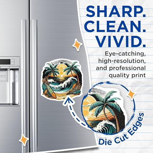 (2 Pack) Sunset Beach Scene Magnets Magnets - Tropical Wave Art - Coastal Ocean Decor - 5" On Longest Side - Made in USA - Sticks to Refrigerators & Metal Surfaces - MAG9254