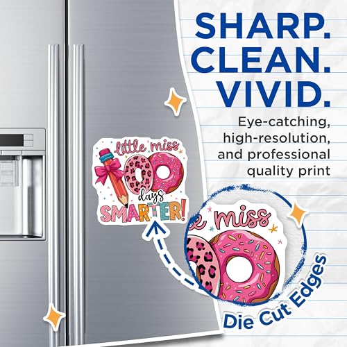 (2 Pack) Little Miss 100 Days Smarter Magnets - 100th Day of School Magnets - Classroom Celebration Magnets - 5" On Longest Side - for Cars, Refrigerators, Toolboxes, Lockers - Made in USA BMCS3518